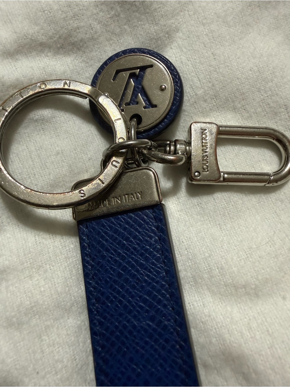 EUC Louis Vuitton Blue and Silver Key Holder Keyring - Picture 9 of 14